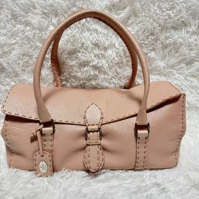 FENDI Handbag Selleria Leather Pink From Japan