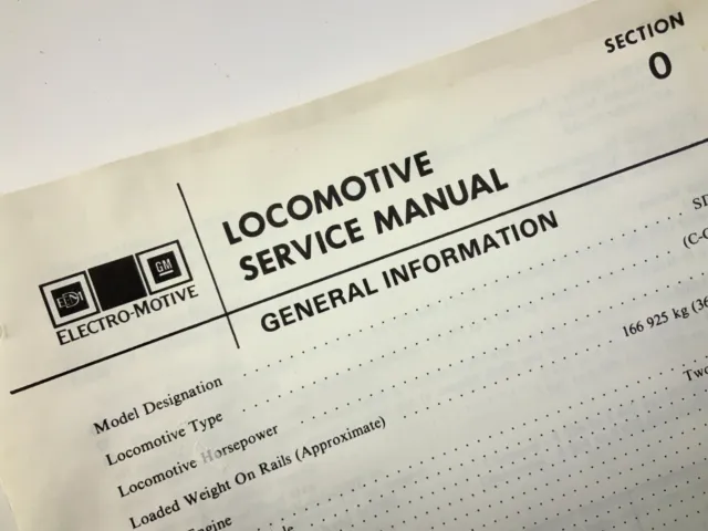 General Information Locomotive Service Manual SD40-2 1983 EMD AA279