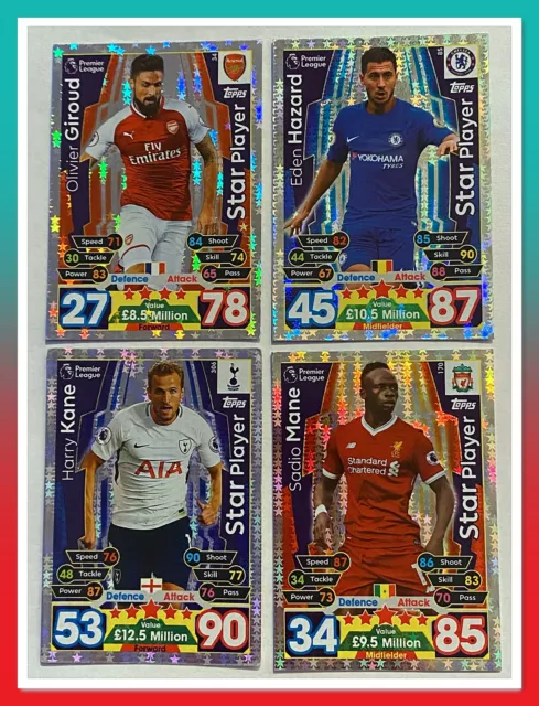 17/18 Topps Match Attax Premier League Trading Cards  -  Star Player