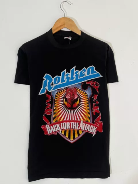 Vintage 1987 Dokken Back For The Attack T-Shirt Funny Black Cotton Tee Gift Men