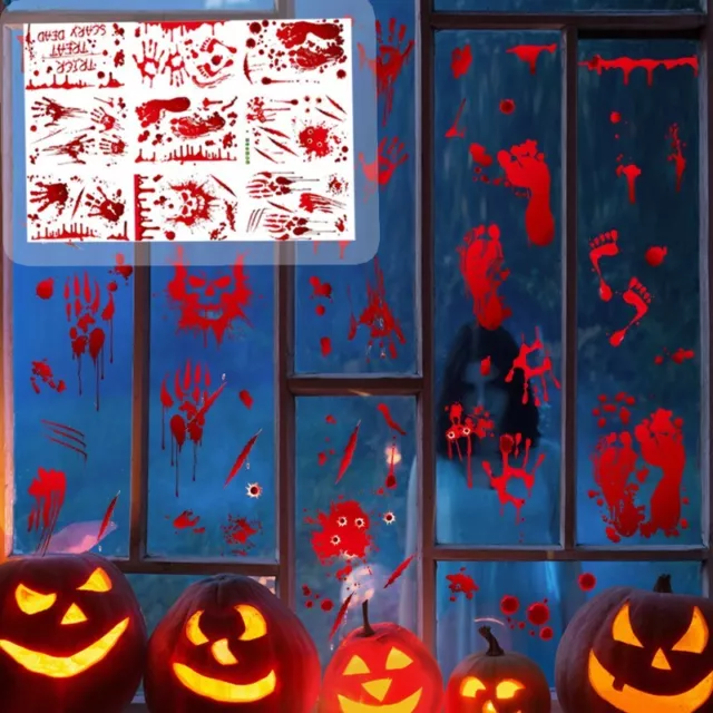 Blood Handprint Sticker Window Glass Scene Holiday Decoration Arrangement HL