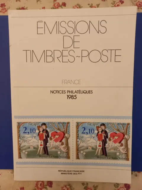 Emission de timbres-poste. France. livre notices philatéliques, 1985 complet.
