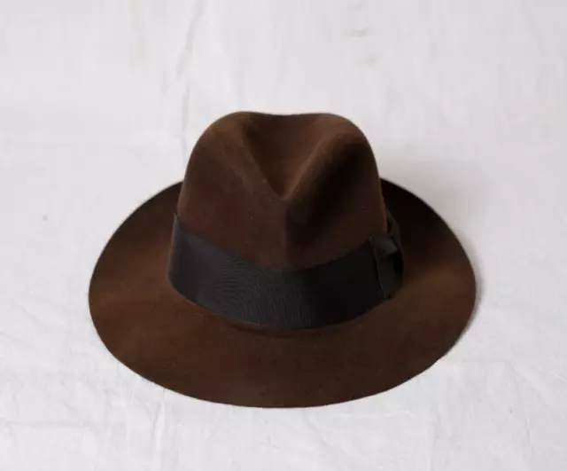 Stetson 7 1/8 The Temple Brown Fedora Hat Indiana Jones Mink color