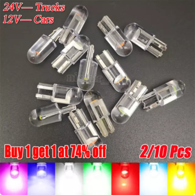 10× T10 501/507 Led Car Side Light Bulbs Error Free Canbus COB Xenon W5W 12V/24V