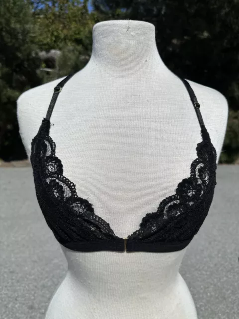 Honeydew Bralette Large Black Bra Lace Mesh Front Closure Butterfly Back Womens