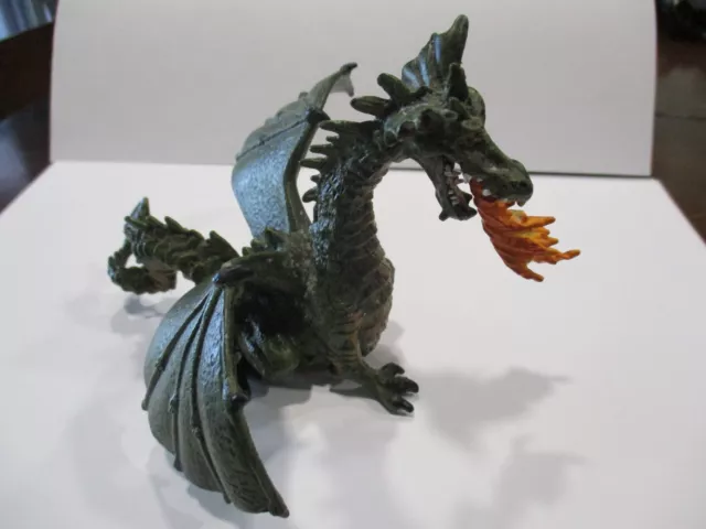 2005 PAPO Fantasy World  winged Green fire breathing Dragon action figure toy