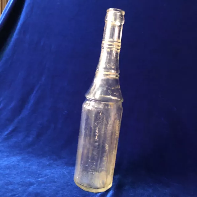 Decorative Vintage Glass Bottle MONKS VINEGAR CO 1960s Embossed