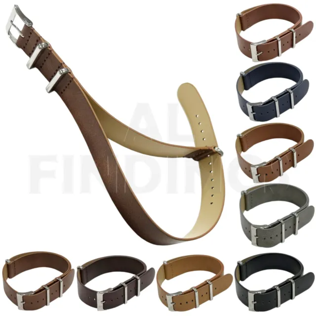 Military Watch Strap Band Genuine Leather MoD SS. Buckle 18 20 22 MM