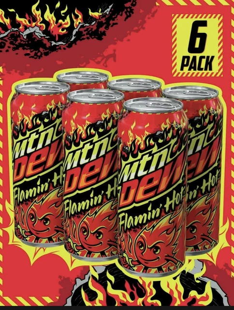 MOUNTAIN DEW FLAMIN Hot Limited Edition Mtn Dew 6 PACK Rare Cheetos In ...