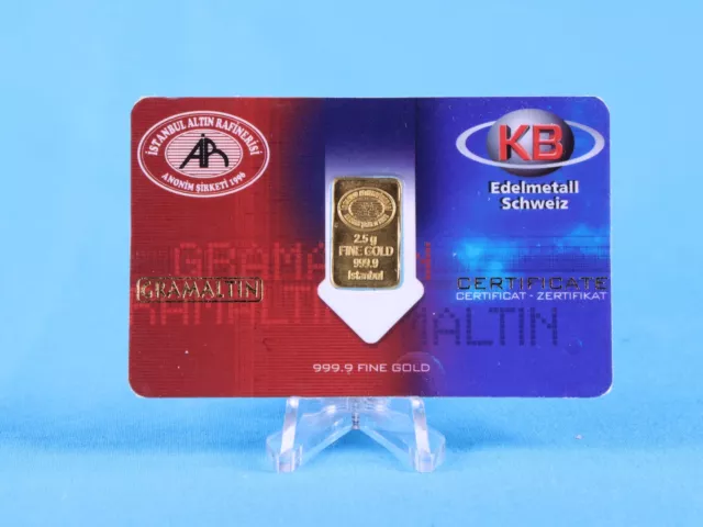 Gold bars KB precious metal Switzerland 2.5 grams 999.9 gold in blistercard 048526