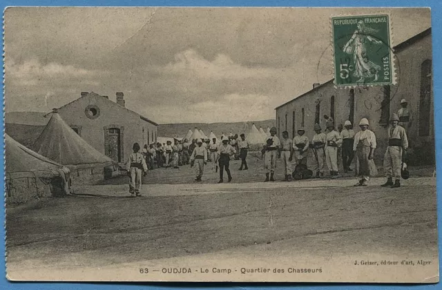 CPA: OUDJDA - La Camp - Quartier des Chasseurs / MAROC - 1914
