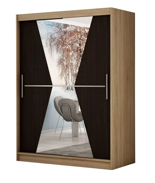 ARMOIRE DE CHAMBRE 2 portes avec miroirs coulissantes penderie 180