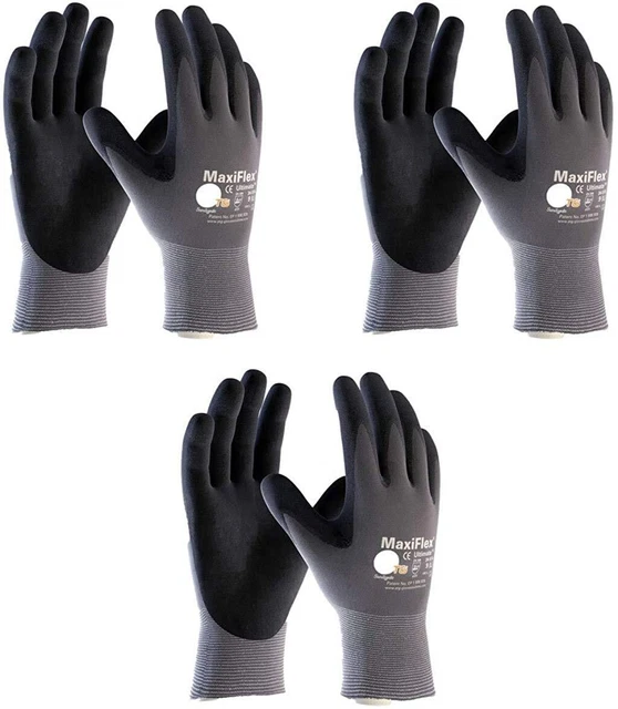 34-874 Ultimate Nitrile Grip Work Gloves, Large, 3 Pair