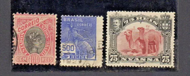 Brasilien 1935 seltene Blaue 500 Reis Marke grobe Verzahnung, u. 2 andere.
