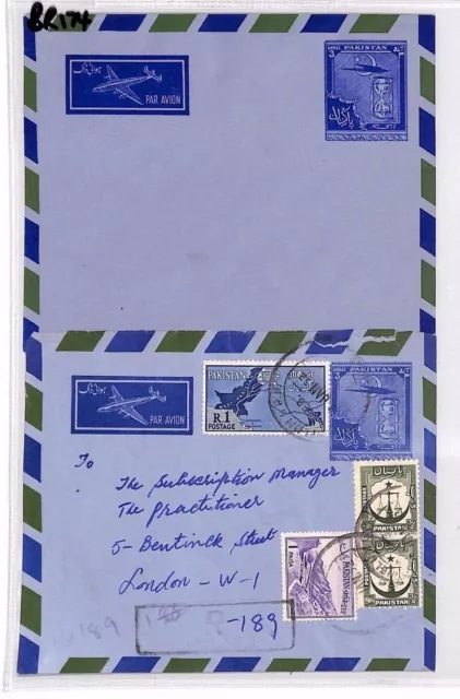 PAKISTAN 1952 Air Mail Postal Stationery Covers{2} MATCHED PAIR {samwells}BR174