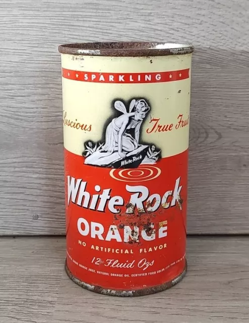 HTF White Rock Flat Top Soda Can "Orange" 12 Oz. Advertising Can Great Graphics