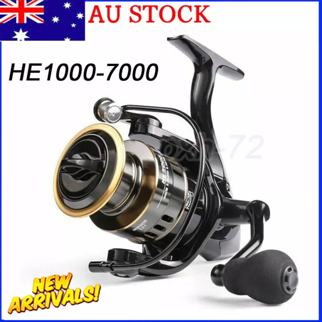 AU Fishing Reel HE1000-7000 Max Drag 10kg High Speed Metal Spool Spinning Reel