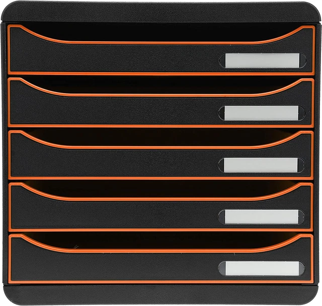 Exacompta - Réf. 309988D - BIG BOX PLUS - tiroirs ouverts, Tangerine noir