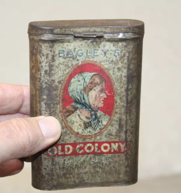 Vintage Bagley's Old Colony Vertical Pocket Tobacco Tin Antique Empty