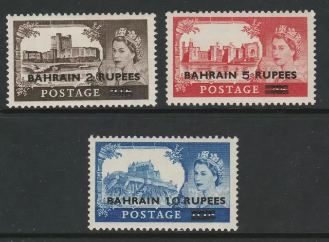 Bahrain 1955-60 QEII Complete set SG 94-96 Mnh.