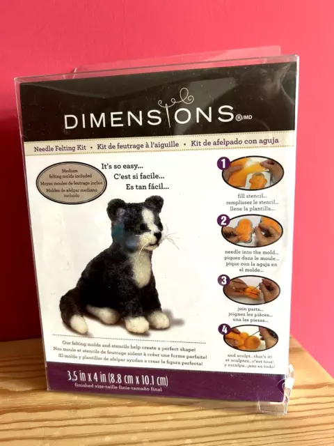 KITTEN CAT Needle Felting Kit -3.5" x 4" -Dimensions Everything You Need to Make