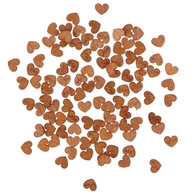 100 piezas Adornos Rústicos Madera Amor Corazón Corazones Artesanía Decoración Decoraciones