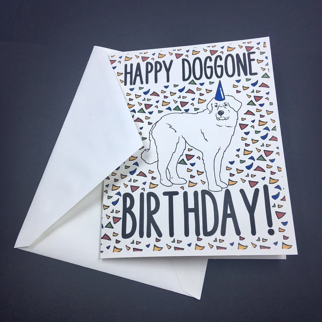 Great Pyrenees Dog Happy Birthday Card Handmade Celebration Note Card Great Pyrenees Dog Happy Birthday Card Handmade Celebration Note Card