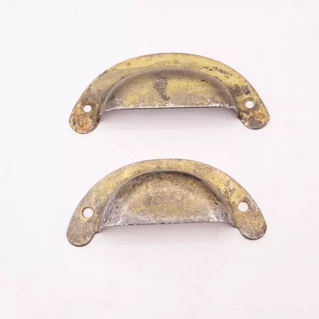 Vintage Pair Lot of 2 Bin Pulls Drawer Hardware 3" Reclaimed Salvaged HH45