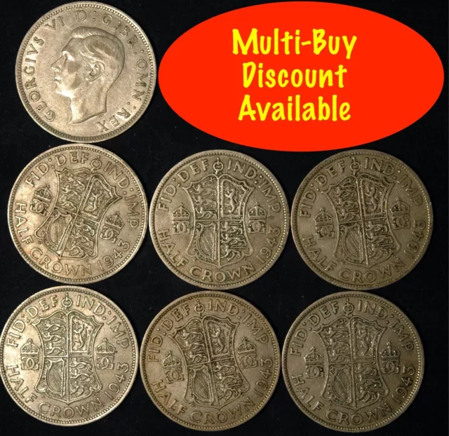 Halfcrown 1937  -  1946 George VI .500 Silver Choose your Date