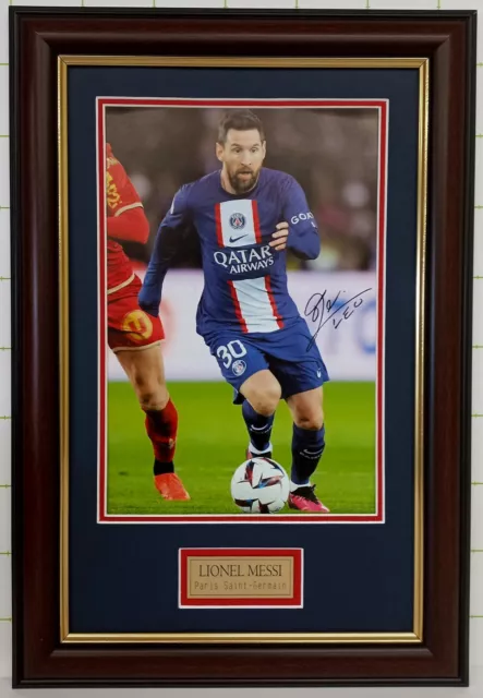 Lionel "Leo" Messi PSG Signed Action Photo Print Framed Soccer Memorabilia