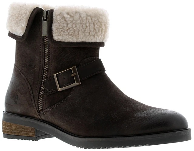 Hush Puppies Femmes Bottines TYLER Cuir Zip Fausse Fourrure Doublure Polaire
