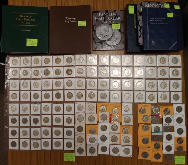LOT of 5 KENNEDY HALF-DOLLAR COLLECTIONS (3 incl Unc/Proof) 278 COINS,147 SILVER