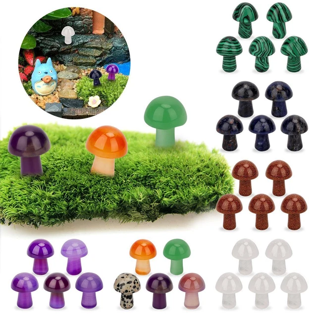 5Pcs Natural Gemstone Quartz Crystal Mushroom Carved Decor Healing Reiki Rock US