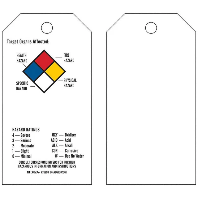 BRADY 76228 Tag,Poly,Target Organs Affected,PK25