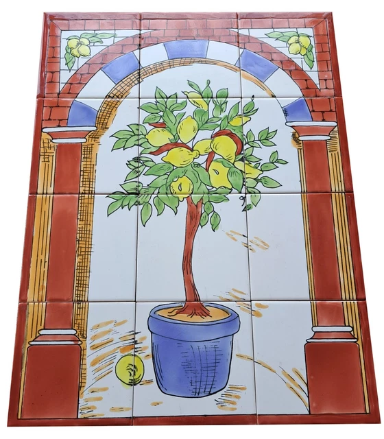 Lemon Tree Tile Image handpainted tiles Lemons Mosaic Tiles Citrus Lemon Tree Tile Image handpainted tiles Lemons Mosaic Tiles Citrus