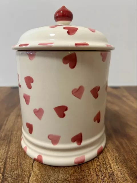 Emma Bridgewater Pink Hearts Flour Jar Barrel Storage Rare 3