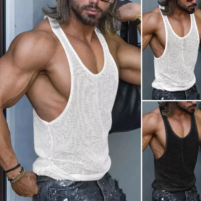 Mens Sleeveless Workout Tank Top Bodybuilding Gym Sports Muscle Fitness T- Shirt