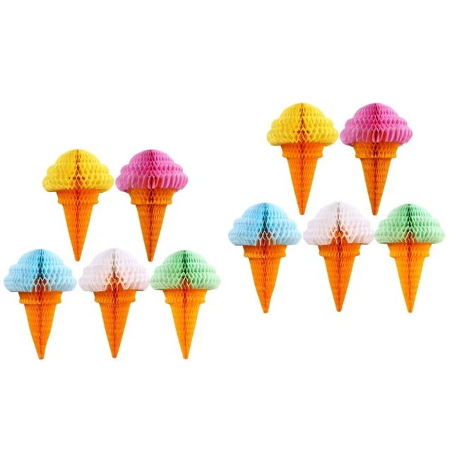 10 piezas decoración de bolas de papel de tejido de helado colgante de fiesta panal para