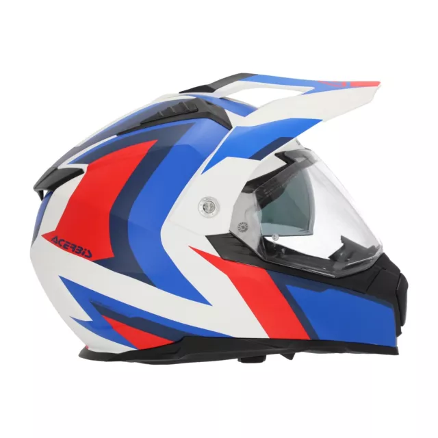 Casque Adventure Flip Blanc/Bleu/Rouge Neuf Approbation 22-06 Acerbis TG L 3