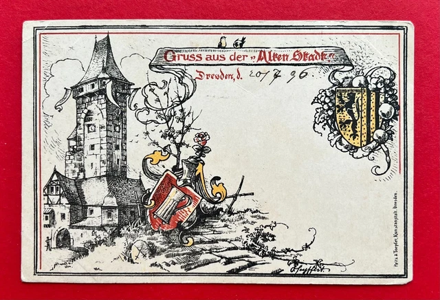 Anlass Litho AK DRESDEN 1896 Ausstellung Gruss aus der Alten Stadt  ( 112116