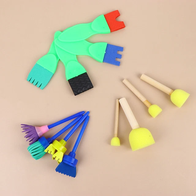 16 piezas / 1 juego hágalo usted mismo cepillos de esponja pintados arte accesorios de sello colores temprano