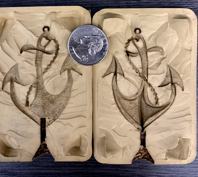 Large ANCHOR, LOST WAX CASTING injection rubber jewelry mold, gold casting