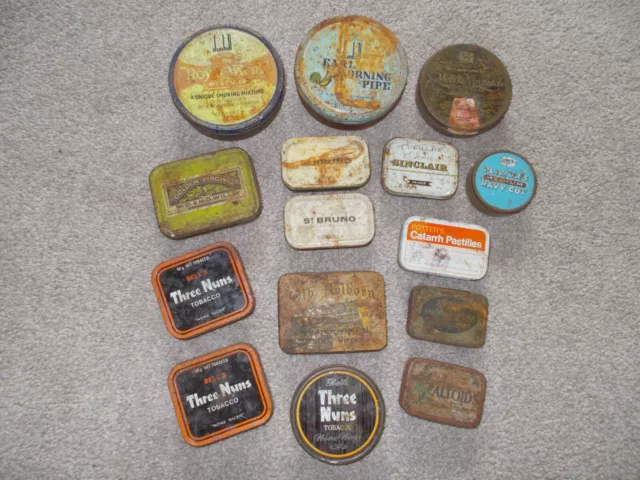 15 Tobacco Tins - Players Navy Cut, John Sinclair, Royal Yacht Mix etc. VINTAGE