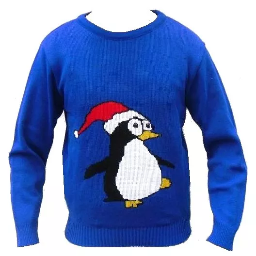 Stunning BLUE PENGUIN Mens Ladies Christmas Xmas Jumper Sweater Novelty Jumpers