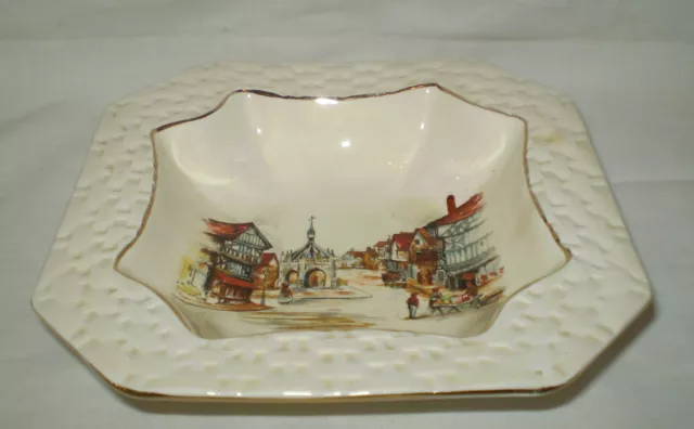 Vintage C1930 Lancaster & Sons Made In England 8 Sided The Market Cross Bowl