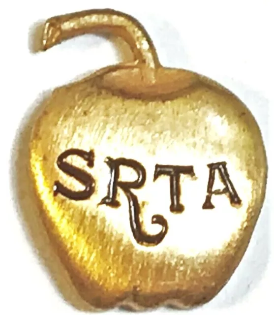 Santa Rosa Teacher's Association Union Pin SRTA Apple Gold Tone 9/16" California