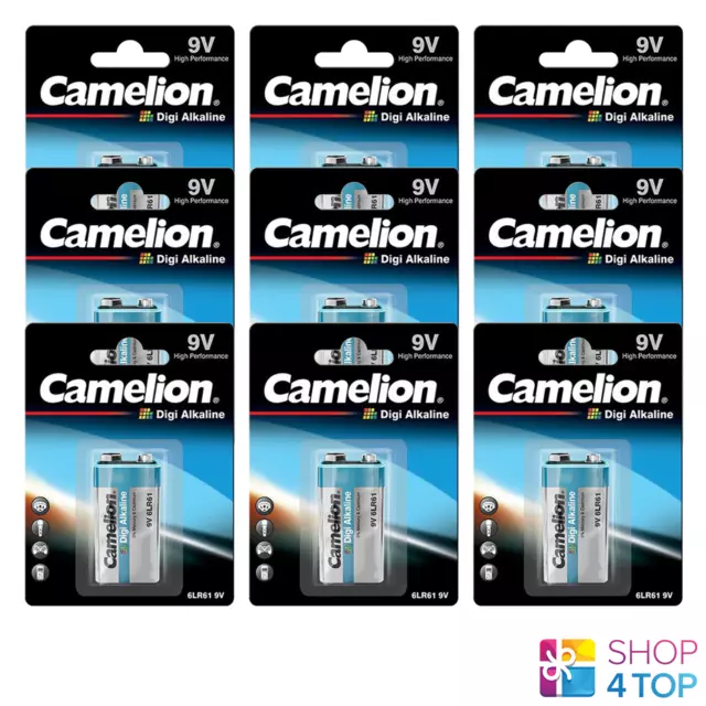 9 Camelion 9V Digi Alcalin Batteries 6LR61 MN1604 522 9V 1BL Exp 2025 Neuf