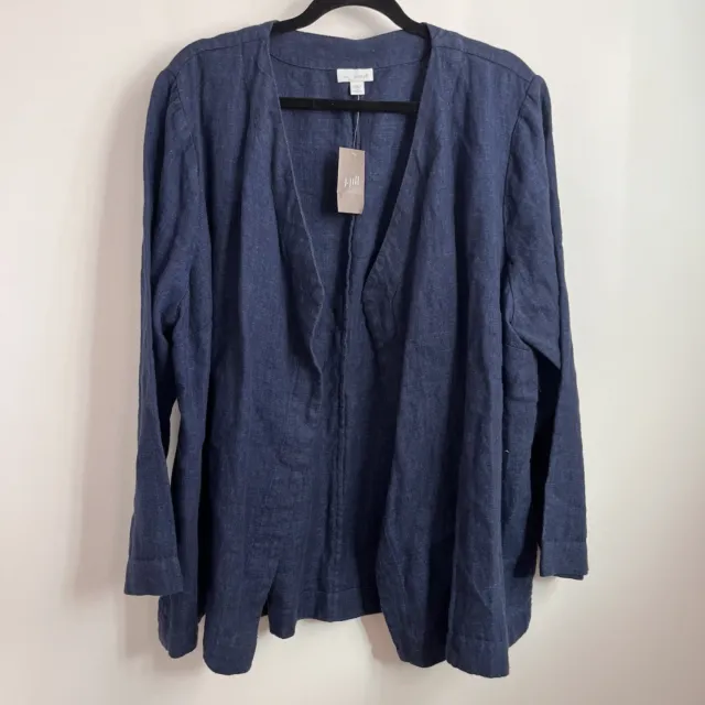 NWT PURE JILL Blue Linen Open Front Jacket Women's Size 3X $35.99 ...