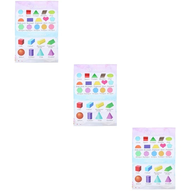CHILDREN WALL CHART 2D 3D Shapes Chart Learning Poster Wall Map Nursery ...