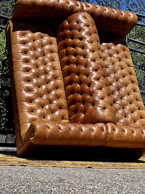 Vintage Rustic double sided Leather chesterfield sofa